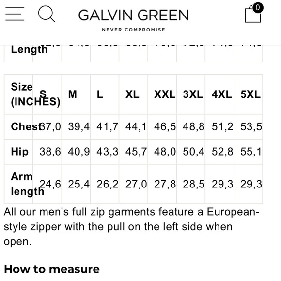 Galvin Green XXL Akron Golf Shirt Half Zip Gore-Tex Paclite Waterproof Windproof - Picture 9 of 9